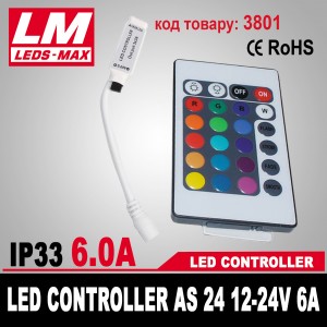 LED CONTROLLER AS 24 12-24V 6A (72W; 3x2A)(код товару 3801)
