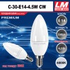 Світлодіодна лампочка C30-E14-4.5W CW (код товару 6062)
